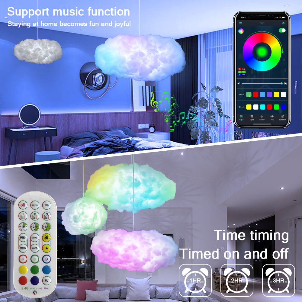 USB Cloud Light APP Control Music Synchronization 3D RGBIC Ambient Light Lightning Simulation Clouds Bedroom Room Light